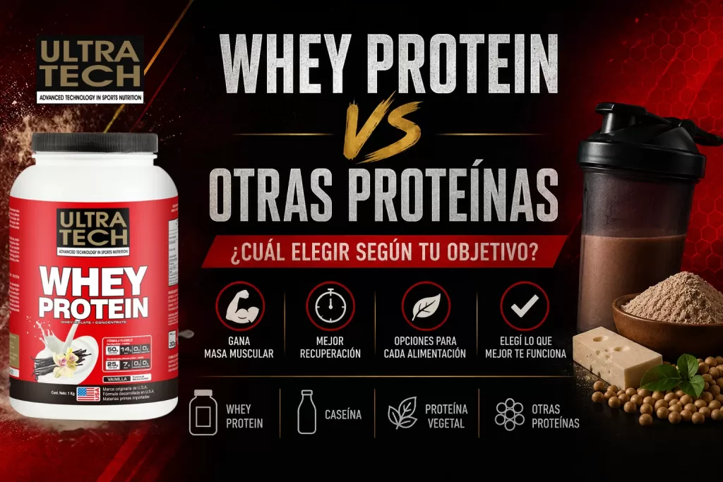 Comparativa entre Whey Protein y otros tipos de proteínas para elegir la mejor opción según el objetivo de entrenamiento.